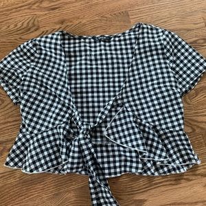 Checker print tie shirt
